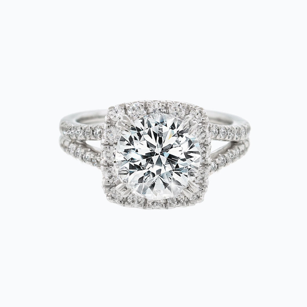 
          
          Load image into Gallery viewer, Marzo Moissanite Round Halo Pave Diamonds 18k White Gold Ring In Stock
          
          