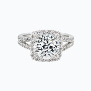 
          
          Load image into Gallery viewer, Marzo Moissanite Round Halo Pave Diamonds Platinum Ring
          
          