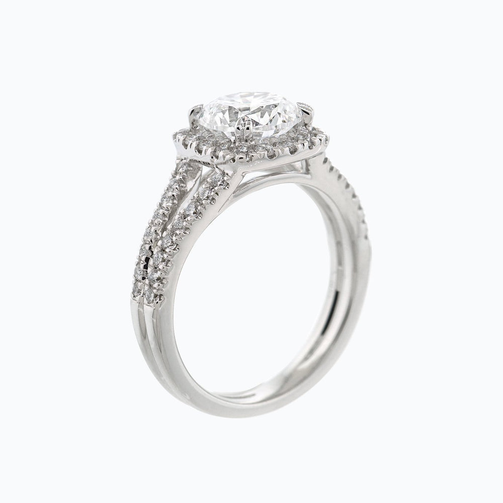 
          
          Load image into Gallery viewer, 3.50ct Marzo Lab Diamond Round Halo Pave Diamonds 18k White Gold Ring
          
          