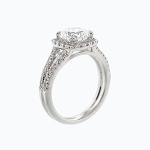 
          
          Load image into Gallery viewer, Marzo Moissanite Round Halo Pave Diamonds White Gold Ring
          
          