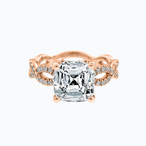 
          
          Load image into Gallery viewer, Amaya Lab Created Diamond Cushion Twist Pave Diamonds Rose Gold Ring
          
          