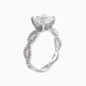 
          
          Load image into Gallery viewer, Amaya Moissanite Cushion Twist Pave Diamonds White Gold Ring
          
          