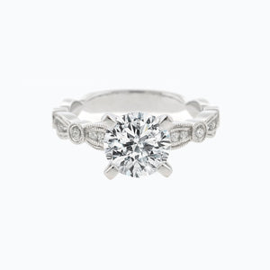 
          
          Load image into Gallery viewer, Rika Moissanite Round Pave Diamonds 18k White Gold Ring In Stock
          
          