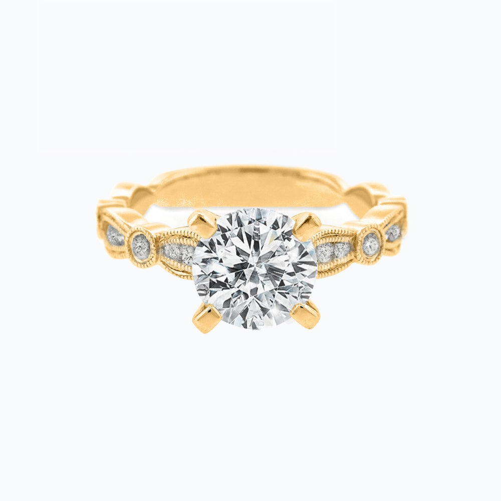 Rika Round Pave Diamonds Ring 18K Yellow Gold