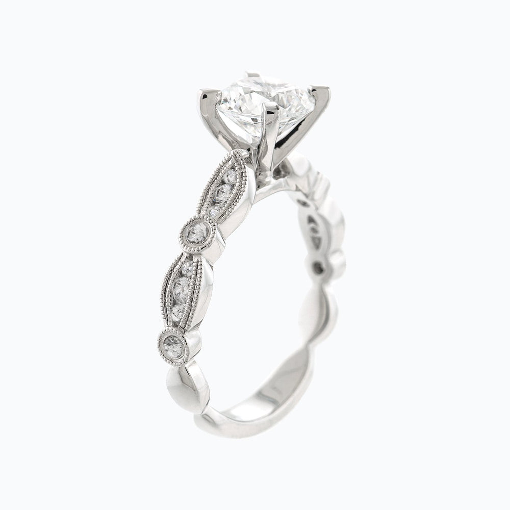 
          
          Load image into Gallery viewer, 2.20ct Rika Moissanite Round Pave Diamonds 18k White Gold Ring
          
          