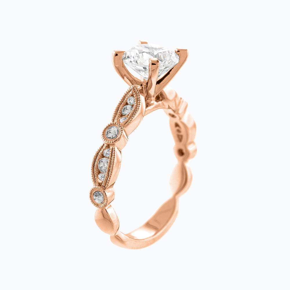 
          
          Load image into Gallery viewer, Rika Round Pave Diamonds Ring 14K Rose Gold
          
          