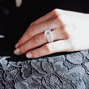 
          
          Load image into Gallery viewer, Alma Lab Created Diamond Round Pave Diamonds Platinum Ring
          
          