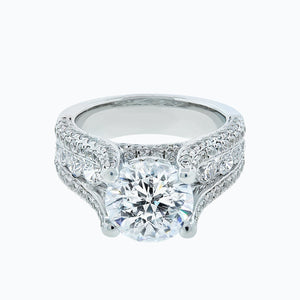 
          
          Load image into Gallery viewer, 3.54ct Alma Moissanite Round Pave Diamonds 18k White Gold Ring
          
          