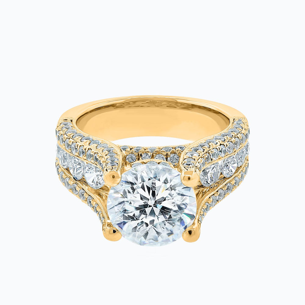 Alma Round Pave Diamonds Ring 18K Yellow Gold