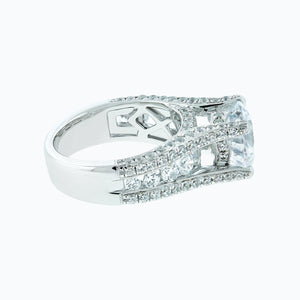 
          
          Load image into Gallery viewer, 3.00ct Alma Lab Diamond Round Pave Diamonds 18k White Gold Ring
          
          