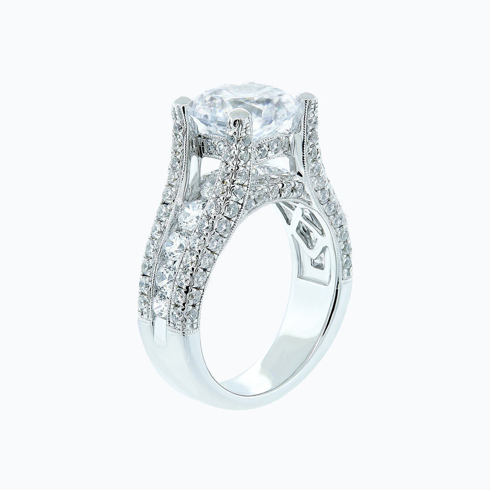 
          
          Load image into Gallery viewer, 1.25ct Alma Lab Diamond Round Pave Diamonds 18k White Gold Ring
          
          