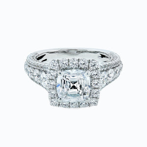 
          
          Load image into Gallery viewer, 3.00ct Elda Lab Created  Diamond Cushion Halo Pave Diamonds 18k White Gold Ring
          
          