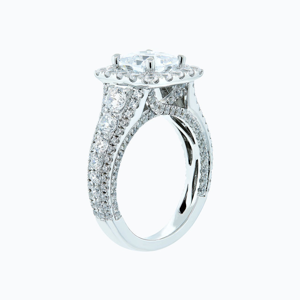 
          
          Load image into Gallery viewer, Elda Lab Created  Diamond Cushion Halo Pave Diamonds 18k White Gold Ring
          
          