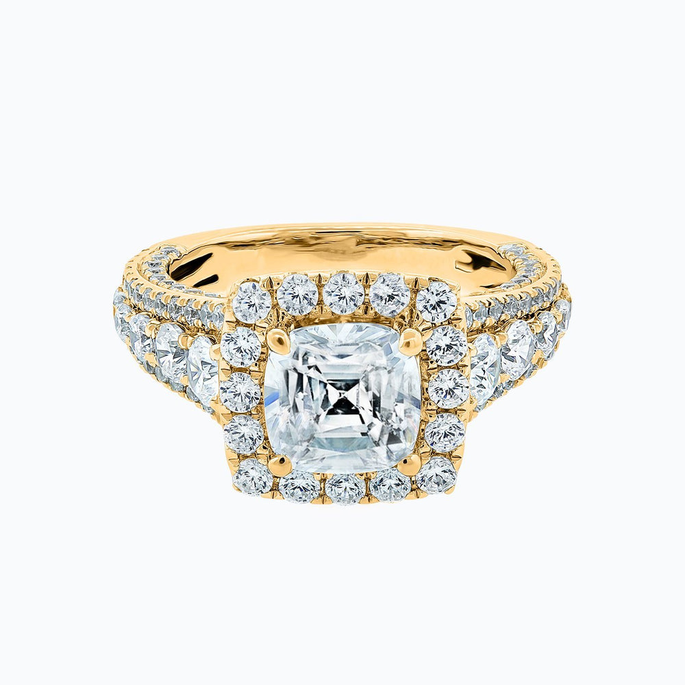 
          
          Load image into Gallery viewer, Elda Lab Created  Diamond Cushion Halo Pave Diamonds White Gold Ring
          
          