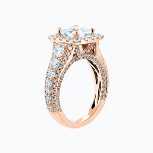 
          
          Load image into Gallery viewer, Elda Cushion Halo Pave Diamonds Ring 14K Rose Gold
          
          