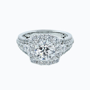
          
          Load image into Gallery viewer, 1.20ct Ionel Moissanite Round Pave Diamonds 18k White Gold Ring
          
          