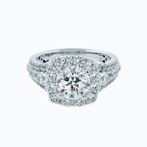 
          
          Load image into Gallery viewer, 3.00ct Ionel Lab Diamond Round Pave Diamonds 18k White Gold Ring
          
          