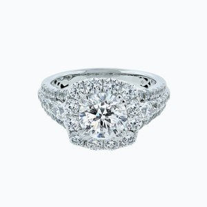 
          
          Load image into Gallery viewer, 1.00ct Ionel Lab Diamond Round Pave Diamonds 18k White Gold Ring
          
          