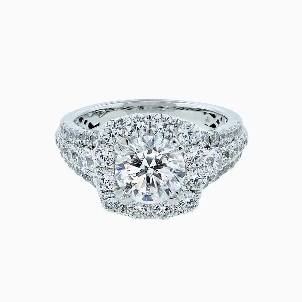 Ionel Moissanite Round Pave Diamonds 18k White Gold Ring In Stock