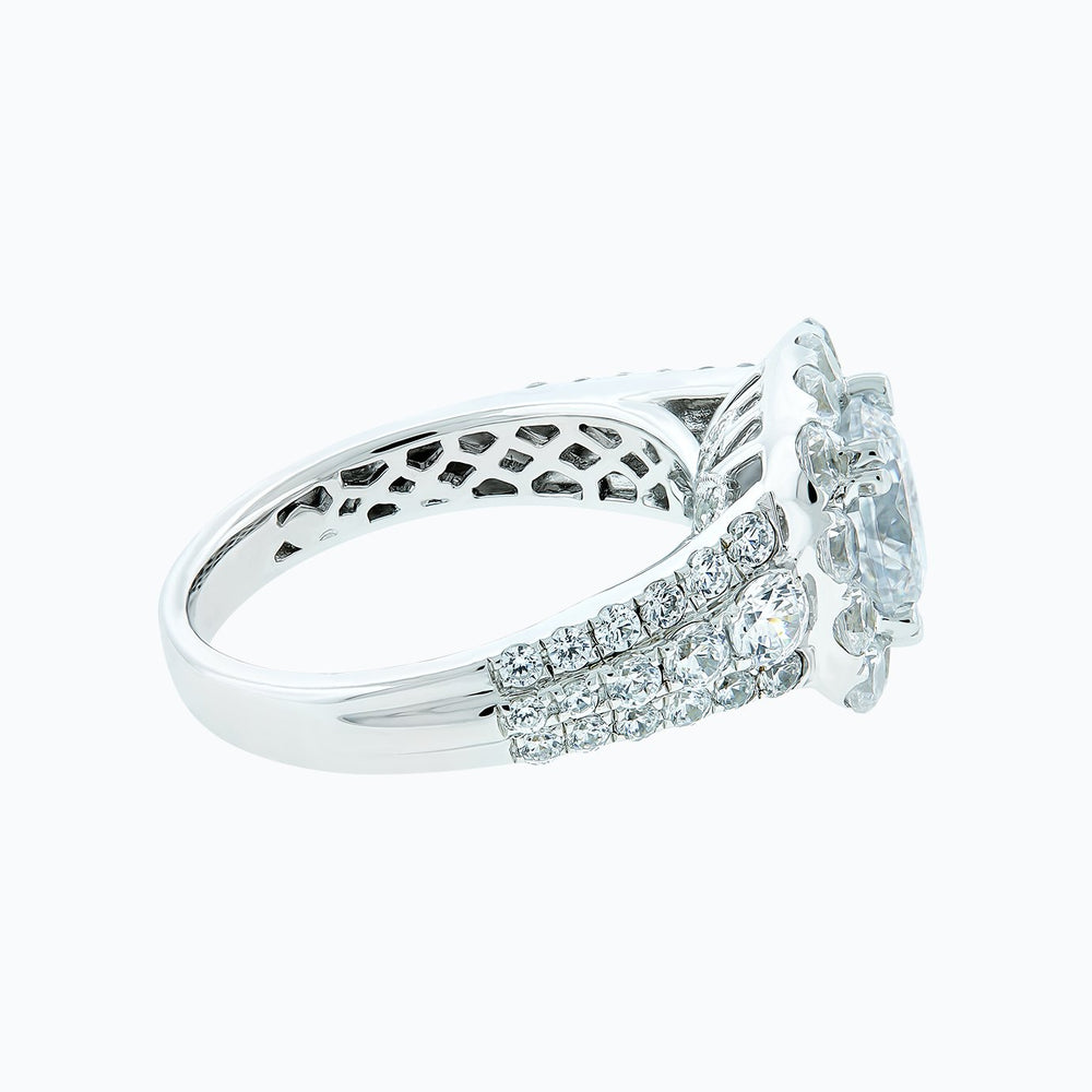 
          
          Load image into Gallery viewer, 2.20ct Ionel Moissanite Round Pave Diamonds 18k White Gold Ring
          
          