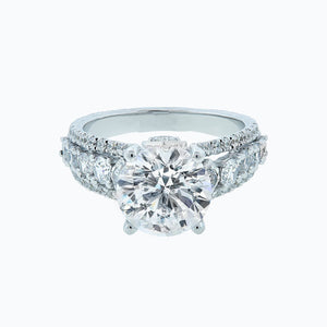 
          
          Load image into Gallery viewer, 3.00ct Veda Lab Diamond Round Pave Diamonds 18k White Gold Ring
          
          