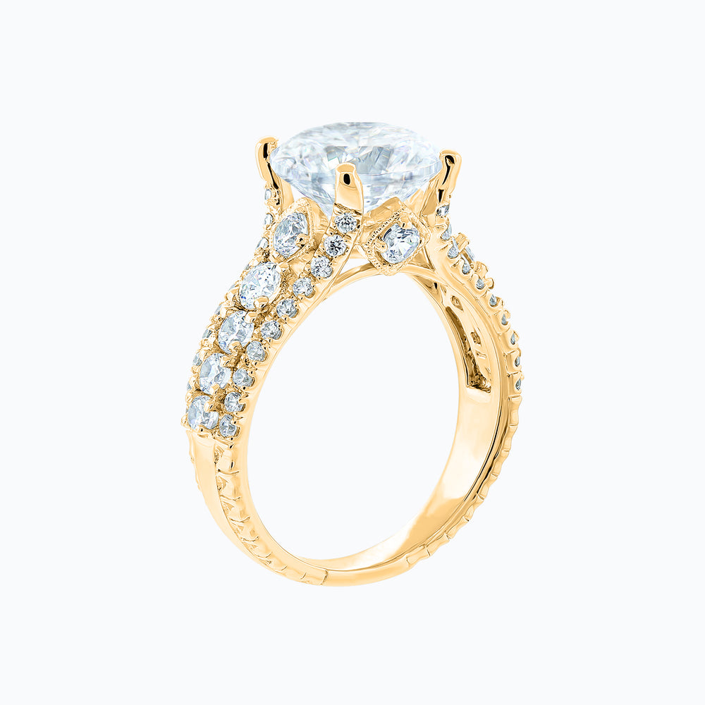 
          
          Load image into Gallery viewer, Veda Lab Created Diamond Round Pave Diamonds Yellow Gold Ring
          
          
