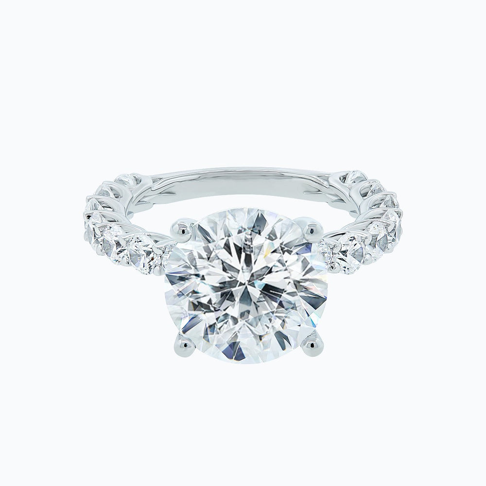 
          
          Load image into Gallery viewer, Alina Moissanite Round Pave Diamonds 18k White Gold Ring In Stock
          
          