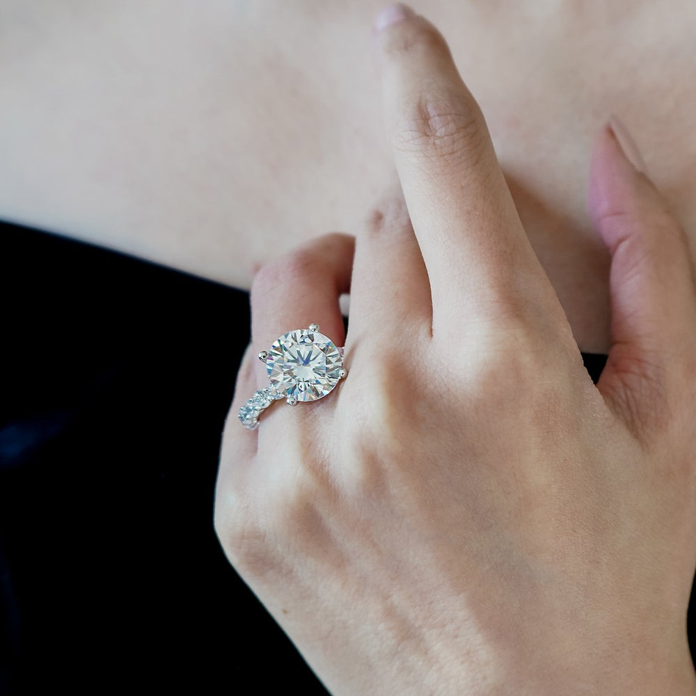 
          
          Load image into Gallery viewer, Alina Lab Created Diamond Round Pave Diamonds Platinum Ring
          
          