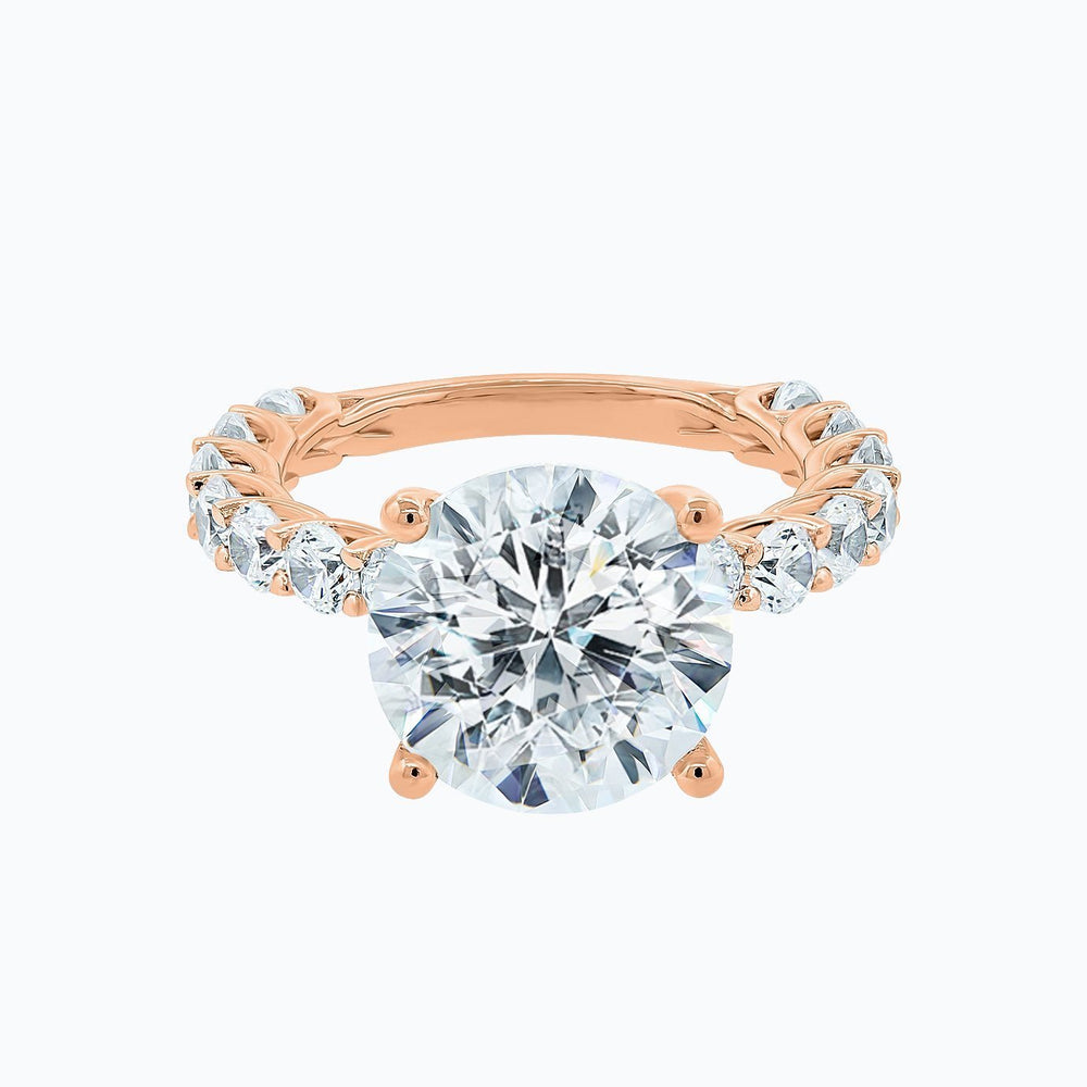 Alina Lab Created Diamond Round Pave Diamonds Rose Gold Ring