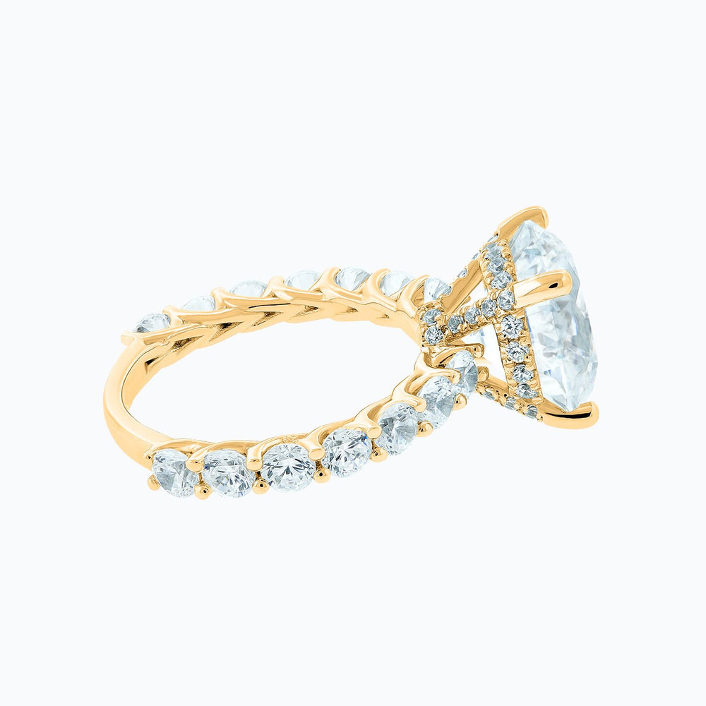 
          
          Load image into Gallery viewer, Alina Moissanite Round Pave Diamonds Yellow Gold Ring
          
          