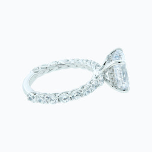 
          
          Load image into Gallery viewer, 1.00ct Hanna Lab Created Diamond Oval Pave Diamonds 18k White Gold Ring
          
          
