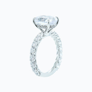 
          
          Load image into Gallery viewer, 3.00ct Hanna Moissanite Oval Pave Diamonds 18k White Gold Ring
          
          