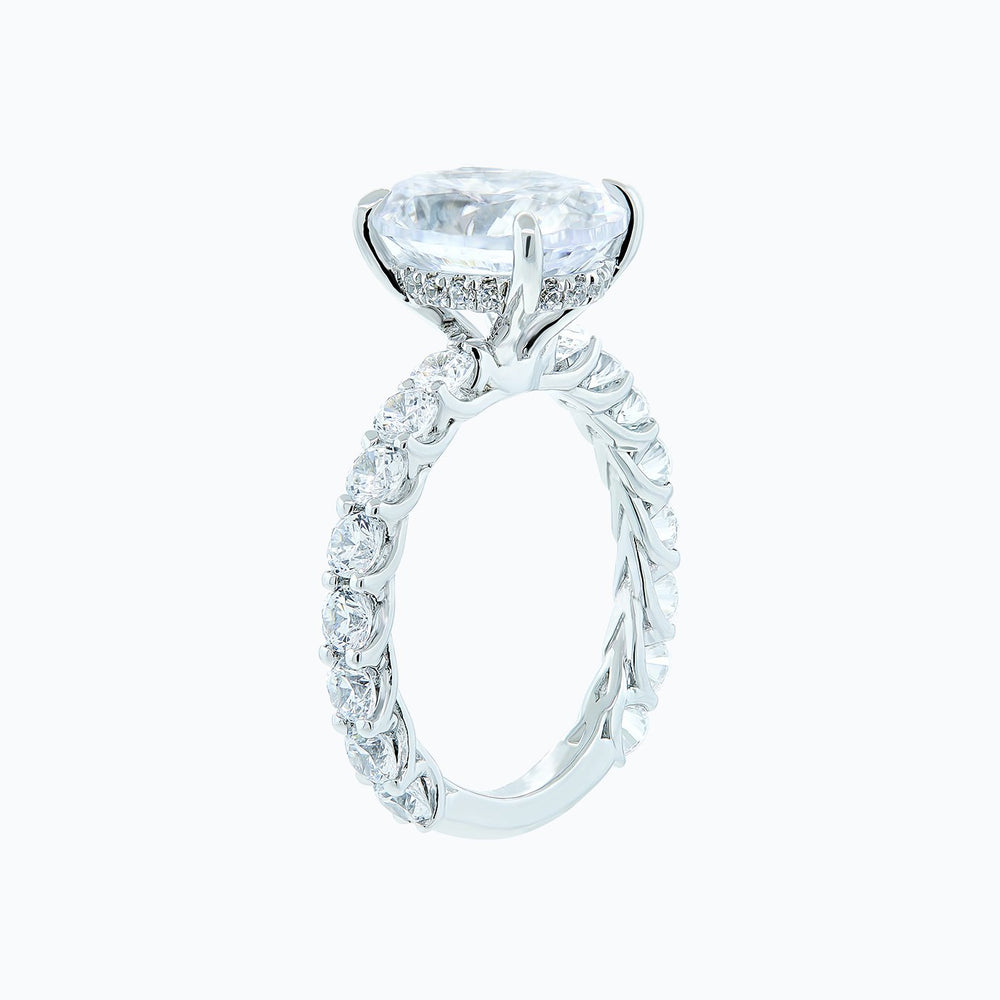
          
          Load image into Gallery viewer, 0.90ct Hanna Moissanite Oval Pave Diamonds 18k White Gold Ring
          
          