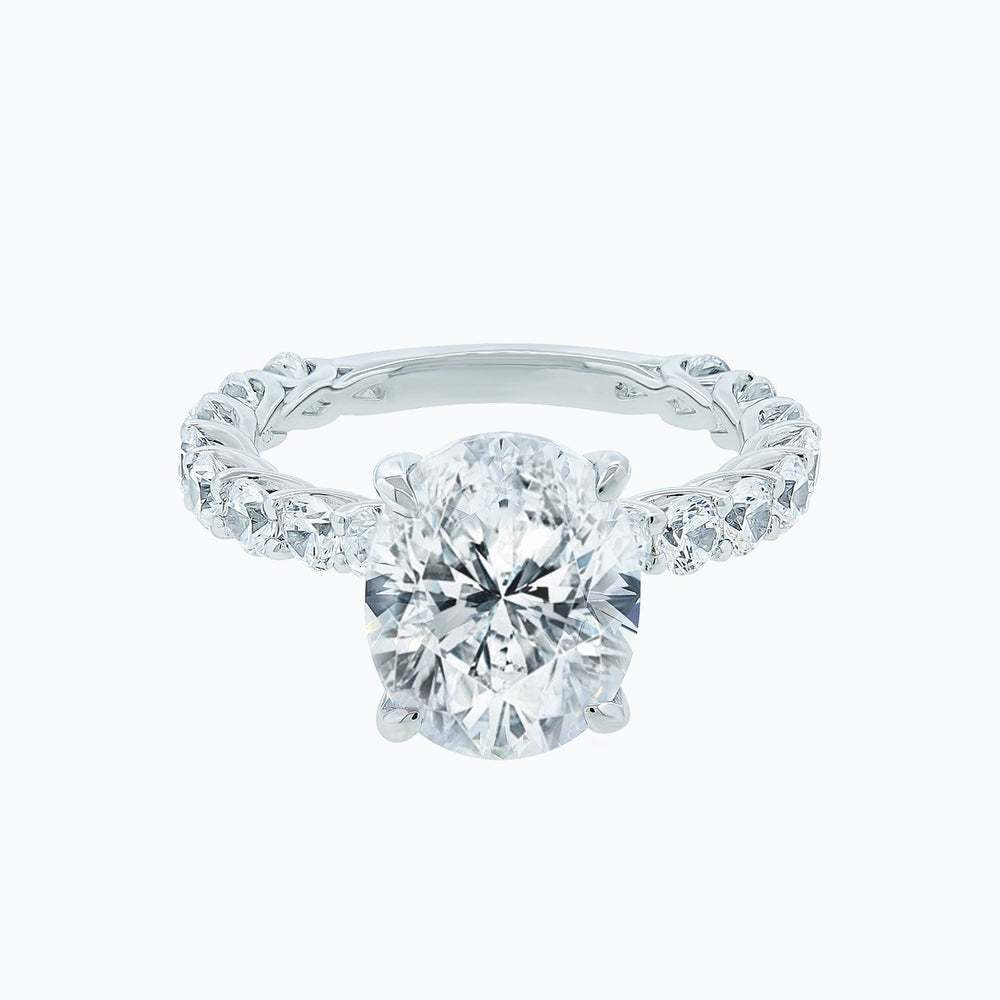 Hanna Lab Created Diamond Oval Pave Diamonds 18k White Gold Ring