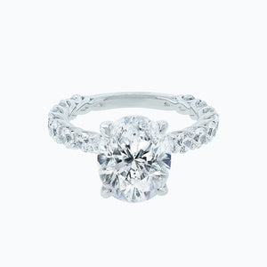 
          
          Load image into Gallery viewer, 0.90ct Hanna Moissanite Oval Pave Diamonds 18k White Gold Ring
          
          