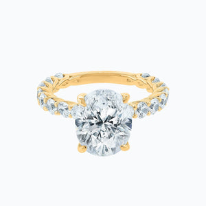 
          
          Load image into Gallery viewer, Hanna Lab Created Diamond Oval Pave Diamonds Yellow Gold Ring
          
          