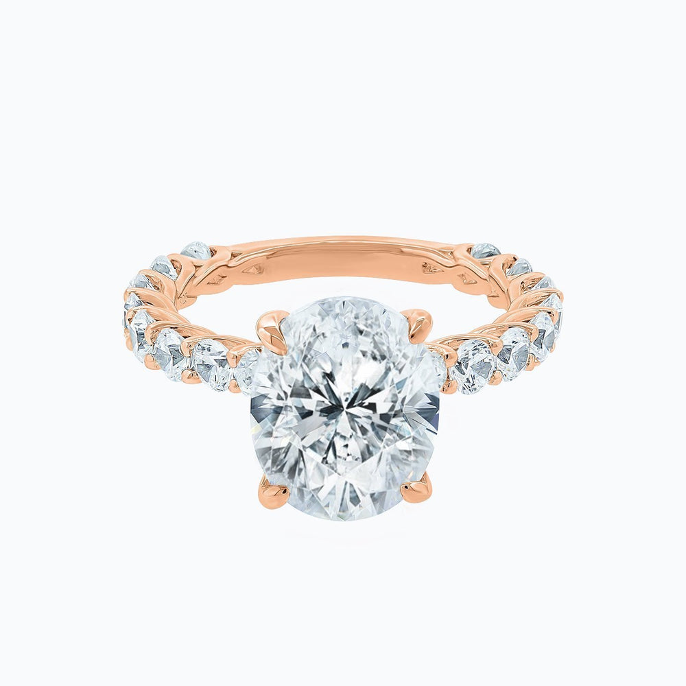 Hanna Lab Created Diamond Oval Pave Diamonds Rose Gold Ring