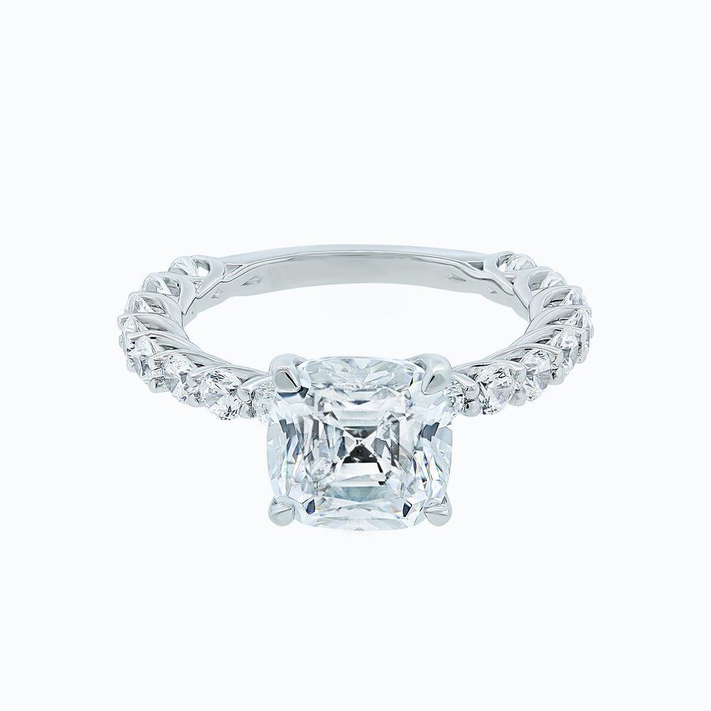 Angel Moissanite Cushion Pave Diamonds Ring