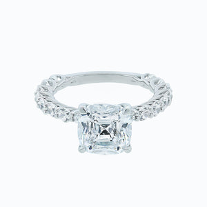 
          
          Load image into Gallery viewer, Angel Lab Created Diamond Cushion Pave Diamonds White Gold Ring
          
          