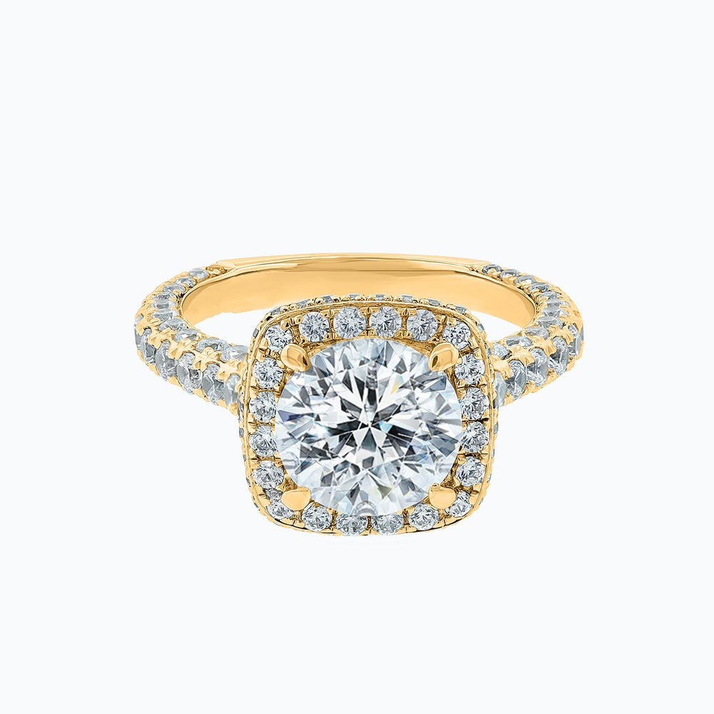 Novia Lab Created Diamond Round Pave Diamonds Yellow Gold Ring