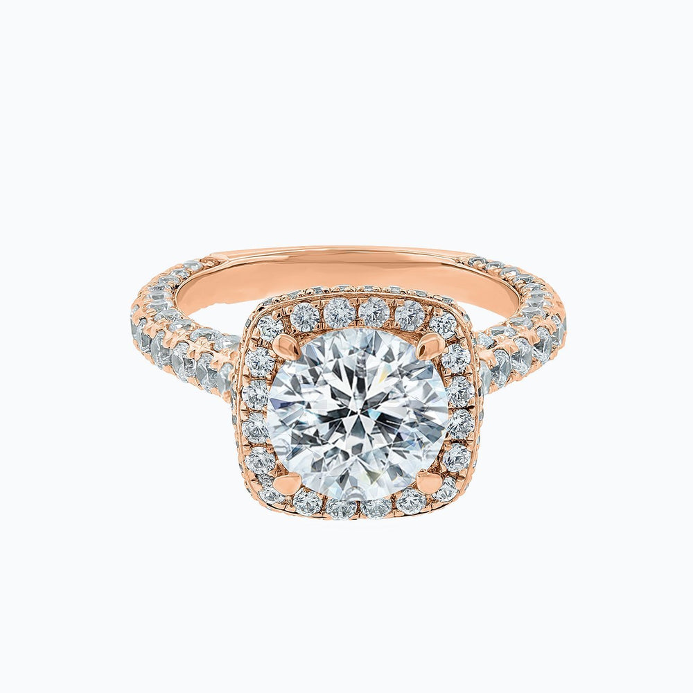 Novia Lab Created Diamond Round Pave Diamonds Rose Gold Ring
