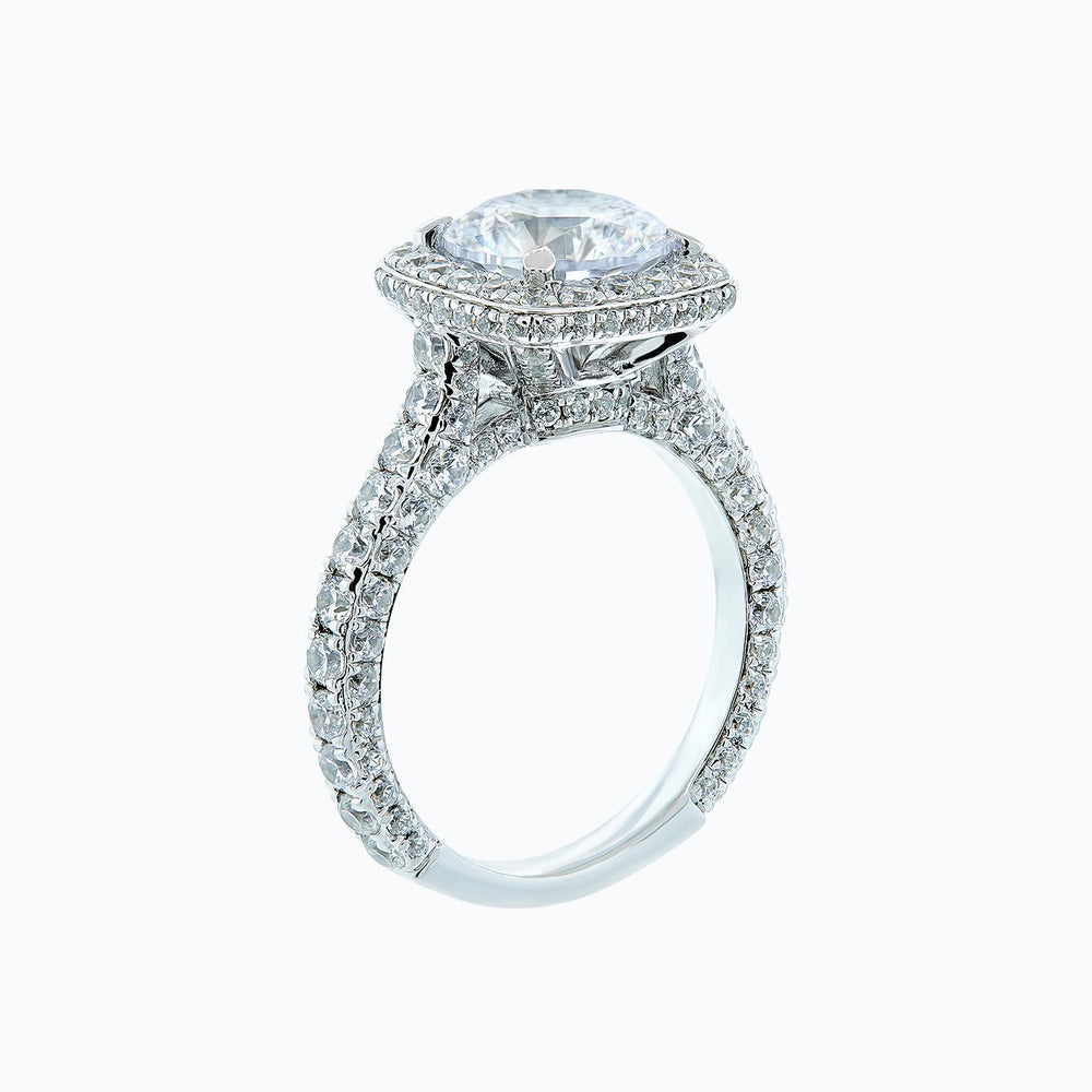 
          
          Load image into Gallery viewer, Novia Moissanite Round Pave Diamonds White Gold Ring
          
          