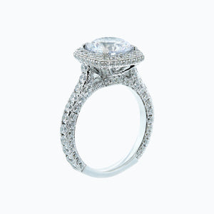 
          
          Load image into Gallery viewer, Novia Moissanite Round Pave Diamonds 18k White Gold Ring In Stock
          
          