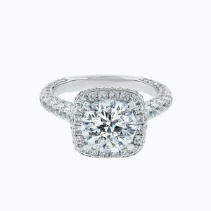 
          
          Load image into Gallery viewer, Novia Moissanite Round Pave Diamonds Platinum Ring
          
          