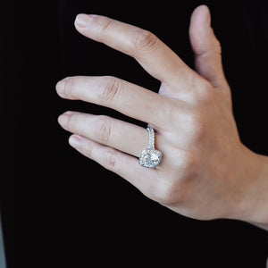 
          
          Load image into Gallery viewer, Novia Lab Created Diamond Round Pave Diamonds Rose Gold Ring
          
          