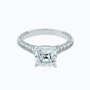 
          
          Load image into Gallery viewer, 1.00ct Nina Lab Created Diamond Cushion Pave Diamonds 18k White Gold Ring
          
          