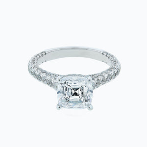 
          
          Load image into Gallery viewer, 5.02ct Nina Moissanite Cushion Pave Diamonds 18k White Gold Ring
          
          