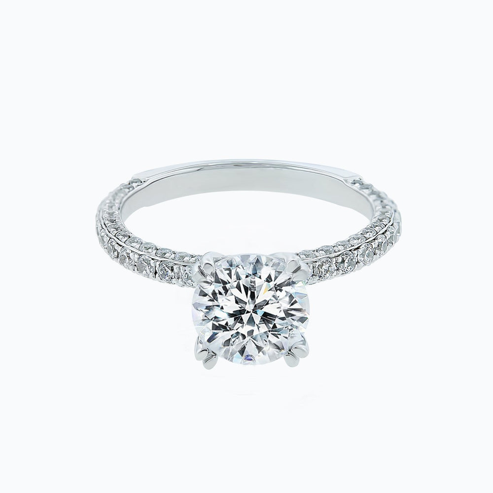 Nicola Round Pave Diamonds 18k White Gold Semi Mount Engagement Ring
