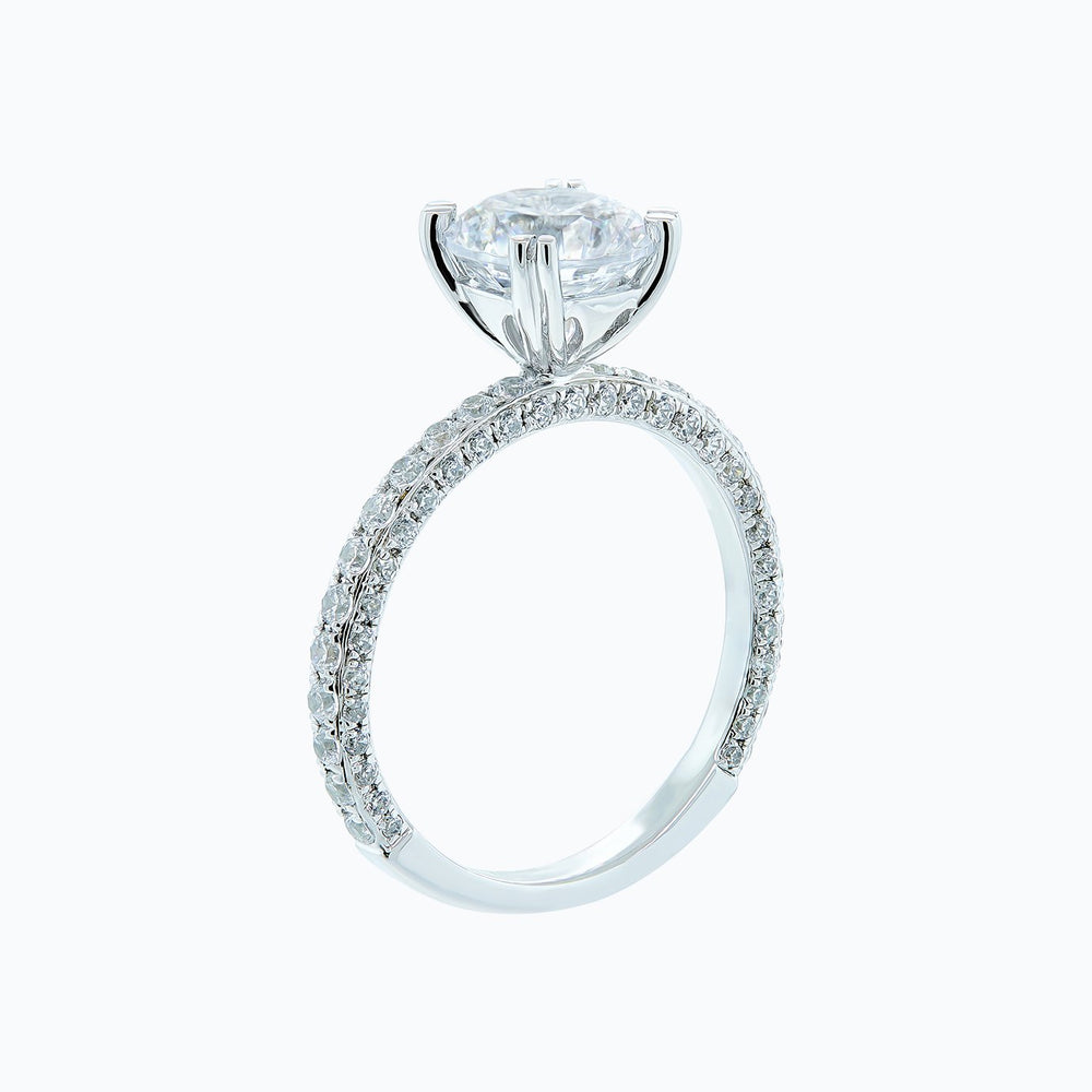 
          
          Load image into Gallery viewer, Nicola Moissanite Round Pave Diamonds Platinum Ring
          
          