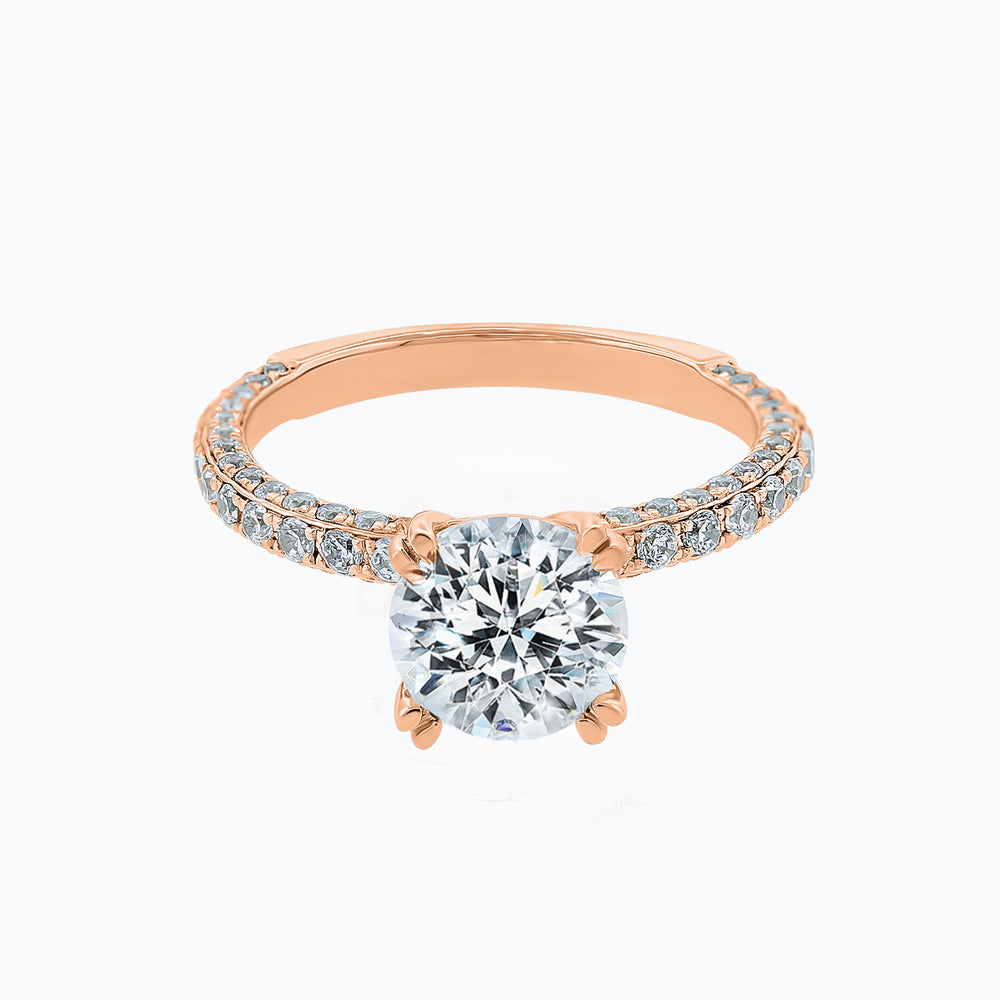 
          
          Load image into Gallery viewer, Nicola Round Pave Diamonds Ring 14K Rose Gold
          
          